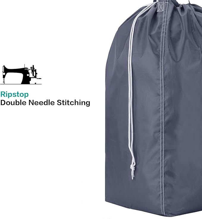 HOMEST 2 Pack Wash Me Travel Laundry Bag with Handles, Square Base Can Carry Up to 3 Loads of Clothes, Dirty Garments Storage with Drawstring Closure,Light Blue and Grey
