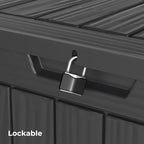 Outdoor Storage Box Waterproof, 35 Gallon Lockable Resin Deck Box Small, Patio Storage Bin for Pool Accessories Cushion Furniture, Garden Tools, UV-Resistant Outside Delivery Black