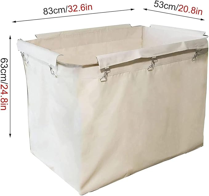 Large Rolling Laundry Cart for Commercial/Home, Replacement Laundry Cart Liner Bag, Removable Waterproof Liner Bag, Large Waterproof Thick Oxford Cloth Bags for Storage Cart(Beige)