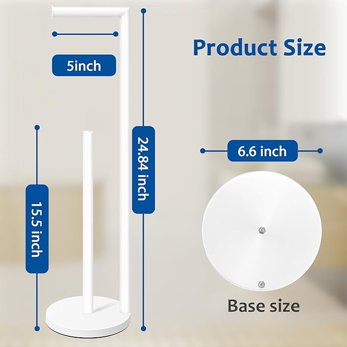 Toilet Paper Holder Stand, Bathroom Toilet Paper Roll Holder Stand with Reserve, Standing Toilet Paper Holder with Storage,Toilet Paper Roll Holder for 4 Rolls, White