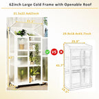 Sturdy Wooden Greenhouse for Balcony or Backyard Use with Rolling Wheels and Adjustable Shelving for Plant Growing (White + Solid Wood + Wood)