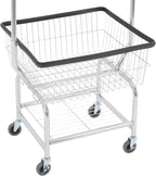 Laundry Cart with Hanging Rack, Metal Laundry Basket with Wheels, Laundry Hamper with Storage Basket & Shoe Rack, Rolling Laundry Hamper Sorter(110LBS Capacity,19.69" x 15.75" x 70.87", Black Trim)