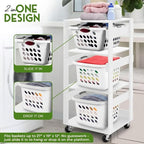 Laundry Basket Holder Shelf – Stackable Engineered Wood Laundry Tower, Tiered Hamper Organizer for Bathroom, Bedroom, Closet (White, 3 Tier)
