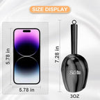 Metal Ice Scoop，Kitchen Ice Scooper for Ice Maker,Stainless Steel Small Ice Scooper for Freezer，Kitchen Gadgets Cookie Flour Pet Dog Food Scoop (black, 3oz)