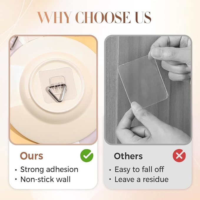 Invisible Adhesive Plate Hangers, 2025 New Plate Hangers for The Wall, Wall Plate Hangers for Display, Picture Hanging Vertical Hooks for Decorative Plates, Photo Frames, Paintings and Art (40PCS)