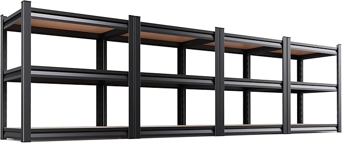 4 Pack 3 Tier Garage Shelving,Garage Storage Shelves,Adjustable Heavy Duty Metal Shelving Units and Storage Large Rack,Utility Steel Shelf For Shop Warehouse Pantry Basement Organizers 35"Hx33"Wx16"D