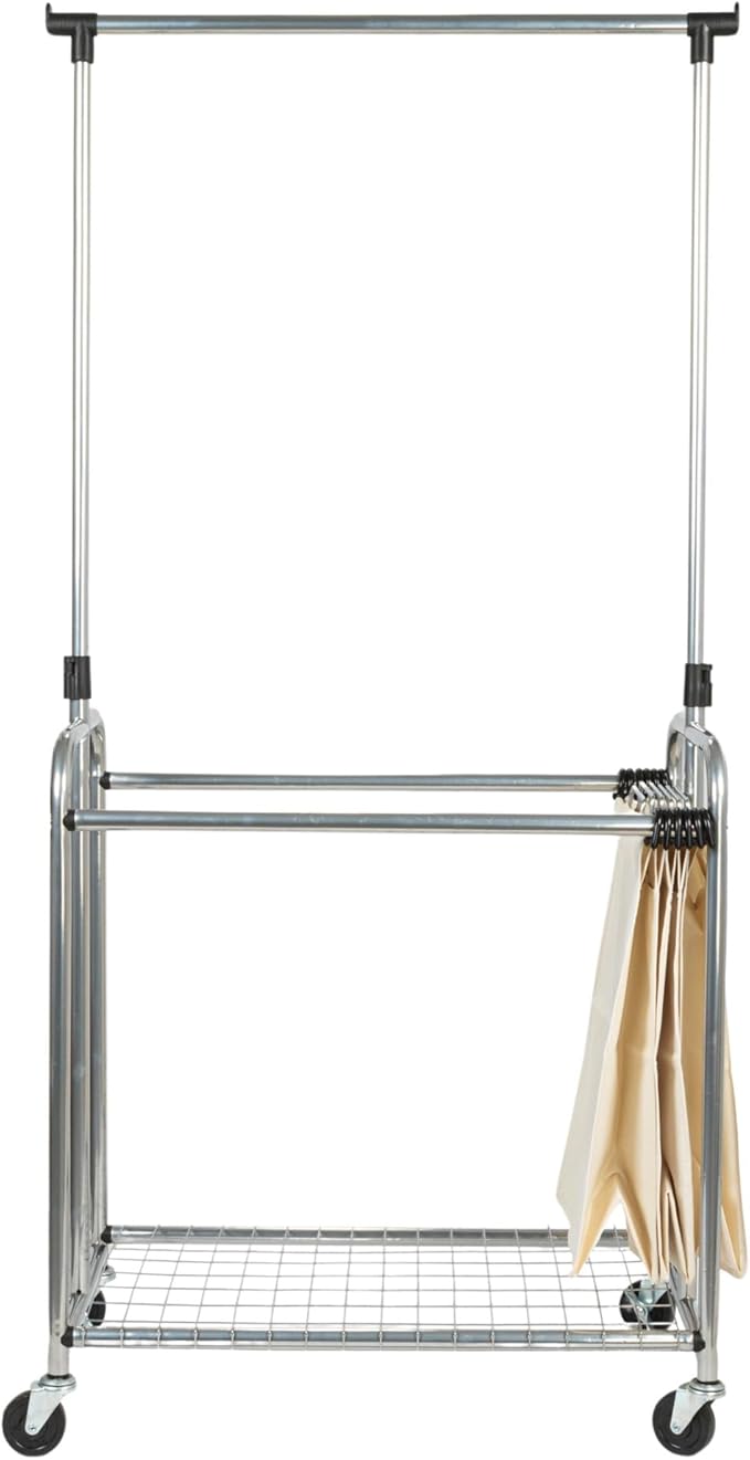 Household Essentials 3-Bag Laundry Sorter with Clothes Rack, Silver, Lightweight, Removable, Sturdy
