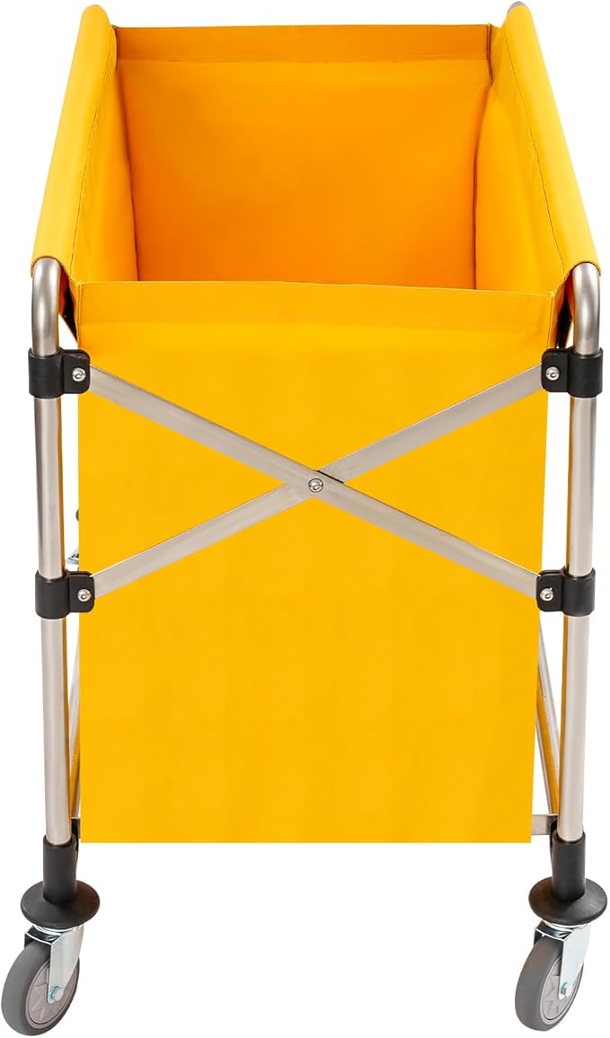 Commercial Laundry Cart with Wheels | Large Laundry Basket with Wheels | Foldable Laundry Hamper | Laundry Sorter for Clothes Storage | Ox Cloth | 440 lbs Load | 34.25x20.47x30.7in (Yellow)