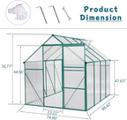 6 ft x 8 ft Aluminum Frame Greenhouse for Outdoor Use with Sloped Roof and Sliding Door for Garden Plant Protection (Green 6 * 8FT)