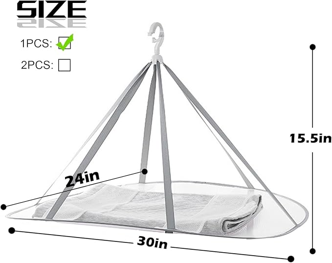 1 Tier Folding Mesh Clothes Drying Rack with Internal Fixation Stackable Sweater Drying Rack Portable Hanging Laundry Rack for Sweater,T-Shirt,Delicates,Swimsuit (1 Pack)