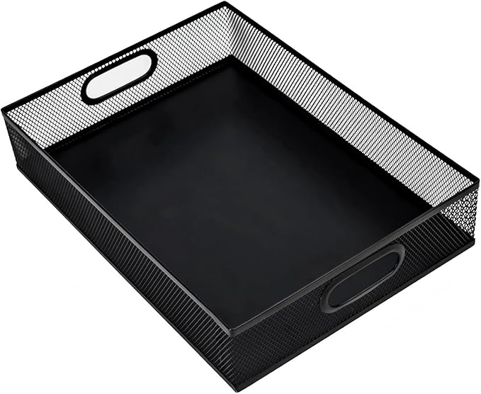 Metal Mesh Desk Organizer Tray, A4 Large Office Storage Box Set, 12.6X 9.1 x 2.8Inches, and Storage Containers for Gift Wrap, and Crafts