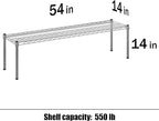 14" Deep x 54" Wide x 14" Height Wire Shelving Kit | 1-Tier | NSF Commercial Storage Rack Unit
