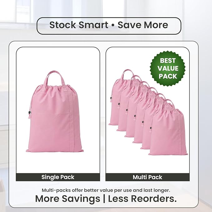 LFH Home Large Premium Cotton Canvas Laundry Bag with Drawstring and Handles Heavy Duty, Multi-Use, Washable for Home, Travel, College or Storage 20x30 (Pack of 2)-Pink