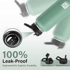 Insulated Water Bottle | Thickened Stainless Steel Vacuum Metal | Portable Sports Water Jug for Gym and Hiking with Straw, Carrier Bag, Handle Strap | BPA-Free 32 oz