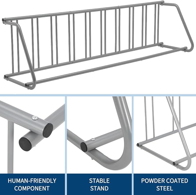 Floor Bike Rack,Sigle-Side 10-Bike Rack 122" L,Grid Bike Rack In Ground,Freestanding Bicycle Floor Parking Stand,Stand Bike Racks for Garages Streets Yards Bike Events