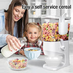 Cereal Dispenser Countertop With Bowls and Spoons Cereal Containers Storage for Pantry Snack Organizer Dry Food Storage Container with Lid for Kitchen Organization Oatmeal Nut Granola（2pcs White）