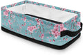 Storage Bins Elegant Towel Storage Baskets Lightweight Cosmetics Storage Basket with Handles Collapsible Organizer for Bathroom Office Bedroom Decor, Peach Blossom Light Teal