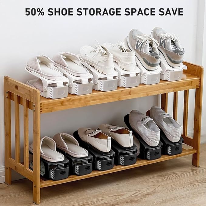 Shoe Organizer 36 Pack - Shoe Stackers, Space Savers 50%, 4 Levels Adjustable Rack, White