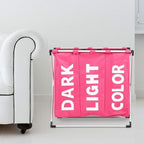 JEOZBM Laundry Sorter, 600D 3 Bag Rolling Storage Laundry Hamper, Dirty Clothes Storage Basket, Large Foldable Laundry Sorter Cart