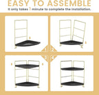 2-Tier Spice Rack Corner Storage Shelf Makeup Organizer Stackable Cosmetic Holder Standing Counter Shelf for Bathroom, Kitchen, Countertop, and Vanity (Gold + Black)