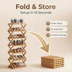The 9-Tier No-Assembly Bamboo Rack, 3-9 Tiers Bamboo Shoe Rack, Foldable Bamboo Vertical Shoe Organizer, Multifunctional & Space-Saving, For Entryway, Closet, Corner, Bedroom, Hallway (Wood, 8Tiers)