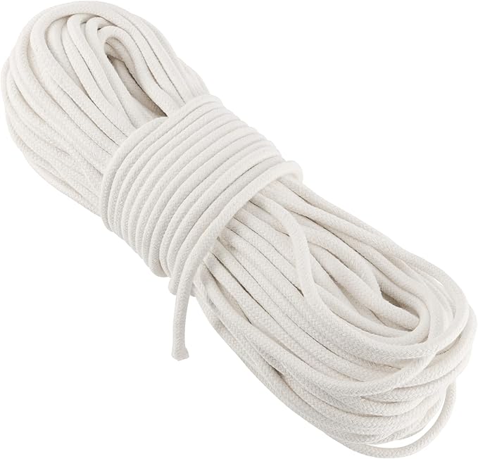 FUNSUEI 328 Feet #8 Sash Cord, 1/4 Inch Cotton Sash Cord, White Sash Cords for Window, Clotheslines, Decoration, Tie Down, Camping