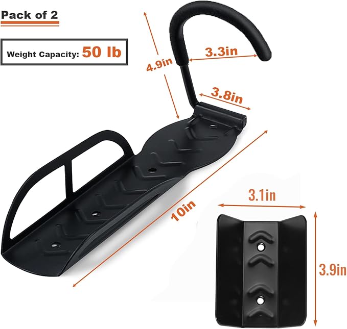 Wallmaster Bike Storage Rack for Garage, Wall Mount Bicycles Hanger with Tire Tray, 2-Pack Bike Storage System Vertical Bike Hooks