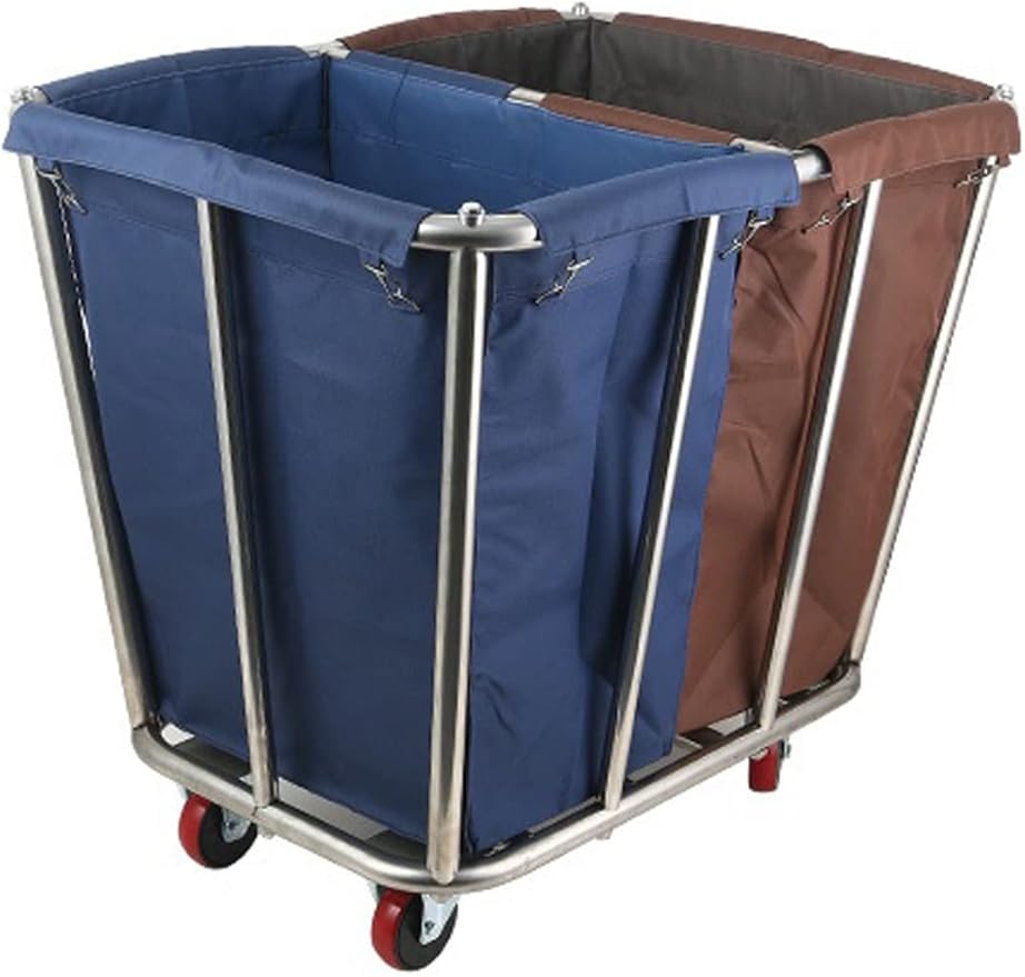 Easyars Large Laundry Cart Sorter, 2 Bag Laundry Hamper with Wheels Heavy Duty Rolling Trolleys, Industrial Laundry Rooms Organizer Cart for Linen Clothes Storage (Size : 10 Tube Tapered)