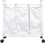 Household Essentials Rolling Triple Laundry Sorter, White