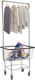 Laundry Cart on Wheels, Laundry Sorter Cart Rolling Laundry Basket with Removable Storage Rack Up To 110 LBS, Heavy Movable Bathroom Organizer Sorter Baskets for Laundry Room Hotel Washer Dryer Clothe