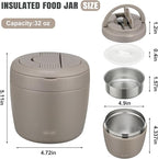 Thermo Food Jar for Hot Food Adults 32OZ Soup Thermo Lunch Containers Wide Mouth Vacuum Insulated Stainless Steel Leakproof Bento Box with Spoon (Khaki)
