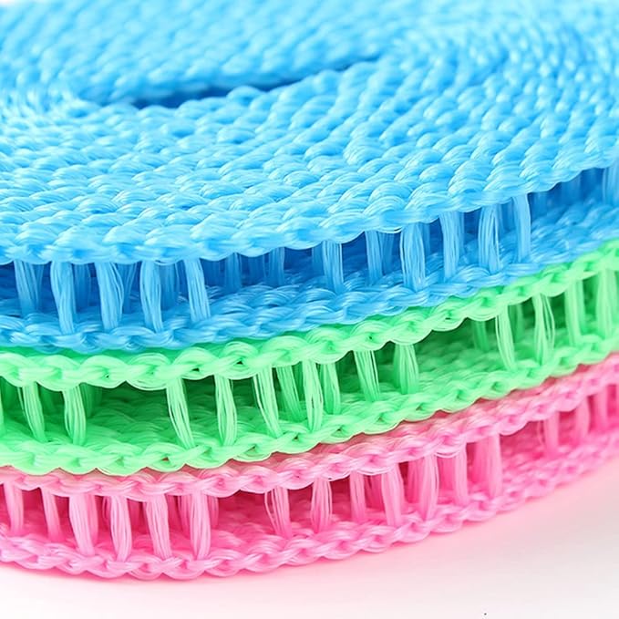 3 Pack of ALINNA Windproof Nylon Clothesline Pink Blue Green Colors Adjustable Clothes Drying Rope Travel Clothes Line Portable Laundry Line for Indoor Outdoor Camping Home Hotel(5m/16.4ft)