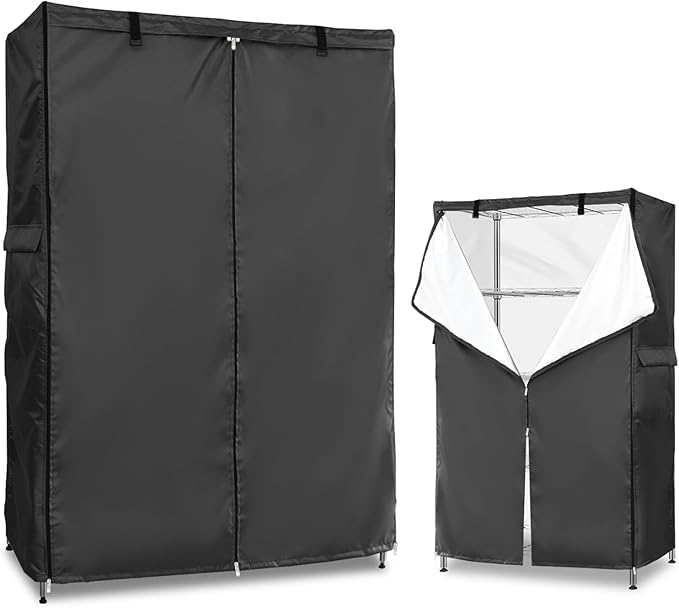 Waterproof Shelf Cover,Outdoor 600D Heavy Duty Dustproof Storage Shelves Cover 30''W x 14''D x 63''H,Shelf Covers for Wire Shelving with Zippers,Storage Rack Covers,Black