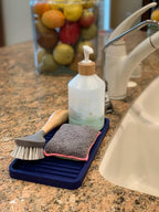 Happitasa Silicone Kitchen Sink Organizer Tray, Sponge Holder and Countertop Protector | Bathroom and Kitchen Soap Dish and Dispenser Tray (Vanilla Cream, 10"x5.25", 10.4 Ounces)