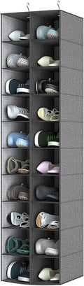 coastal rose Hanging Shoe Organizer for Closet, 20 Sections Hanging Closet Organizer and Storage Shelves, Space Saving Shoe Rack for Closet, Grey, 12''W×12''Dx 50''H