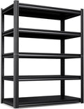 46" W Heavy Duty Garage Shelving - 5 Tier Metal Storage Shelves (2500 LBS Total Capacity), Adjustable Steel Utility Rack for Pantry, Warehouse, Basement, Shop - 71.2" Hx46 W x 20" D,Black