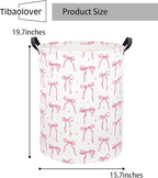 Baby Laundry Basket Kids Hamper Toy Storage Bin for Boys Room Decor Baby Nursery Hamper Gift Baskets for Bedroom Bathroom(Dot Bowknot)