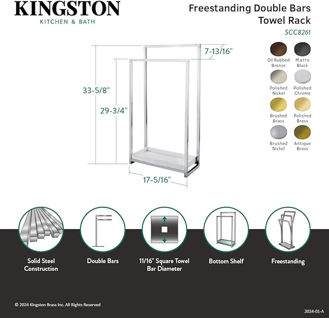 Kingston Brass SCC8260 Edenscape Freestanding -Towel Rack, Matte Black