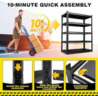 Heavy Duty 5-Tier Garage Shelving Unit (2500 LBS Capacity) – 71.2" Hx35 Wx16 D Adjustable Metal Storage Rack, Industrial Steel Utility Shelves for Garage, Pantry, Warehouse, and Basement Black