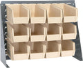 Quantum Storage Systems QBR-2721-230-12IV Ultra Bin Complete Bench Rack Package with 12 Ultra Bins, 27" x 8" x 21" , Ivory