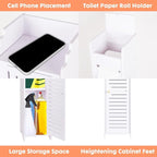 ShellKingdom Toilet Paper Holder Stand, Small Bathroom Storage Cabinet with Doors and Toilet Paper Storage, Slim Storage Cabinet for Bathroom Small Spaces Corner, 31.3 x 6.69 x 6.69 inch (White)