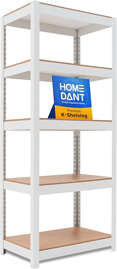 HOMEDANT House 5 Tier 24.1" W Laminated Metal Shelving Unit Adjustable Storage Utility Rack Heavy Duty Shelves Organization Multipurpose Shelf Kitchen Garage Pantry Closet 1 Pack | House, Adjustable, Utility Rack, Shelves, Organization, Multipurpose