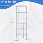 PayLessHere | 6-Tier Wire Shelf | 17"x12"x64" | Chrome | Adjustable Racks | Heavy-Duty Storage Shelves, Holds Upto 600 lbs | Rust-Resistant, No-Tool Assembly | for Home, Garage Shelving