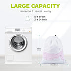 OTraki 2 Pack Mesh Laundry Bag 20x24 Inch Heavy Duty Laundry Fine Mesh Bags Dirty Clothes Drawstring Laundry Wash Bag Delicates Net Storage Travel Bag Don't Drying, Melting 140-176℉ White
