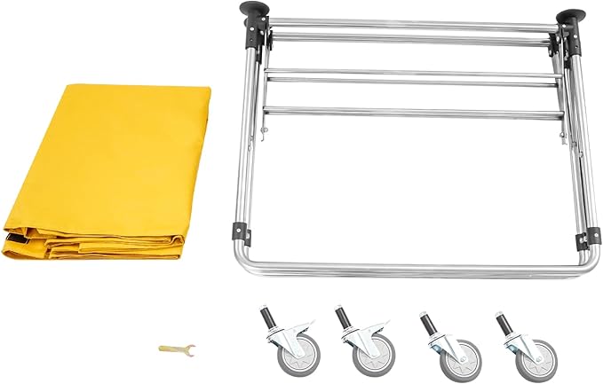 Commercial Laundry Cart with Wheels | Large Laundry Basket with Wheels | Foldable Laundry Hamper | Laundry Sorter for Clothes Storage | Ox Cloth | 440 lbs Load | 34.25x20.47x30.7in (Yellow)