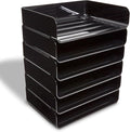 TRU RED Side‑Load Stackable Plastic Letter Tray, Black, 6‑Pack – Desktop Paper Organizer for Office Files & Documents