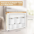 Toilet Paper Storage，Toilets Paper Holder for 12 Rolls,Bathroom Organizer and Storage,Waterproof Basket with Lid and Handle,Beige,1 Pack