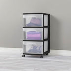 Sterilite 6 Pack Plastic Storage Organizer, 3 Drawer Rolling Bin Cart, Closet Organization, Black