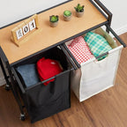 Laundry Hamper Cart, 2-Compartment Laundry Basket with Wheels, 93L Laundry Sorter with Removable Bags and Handle, for Bathroom, Dorm, Laundry Room