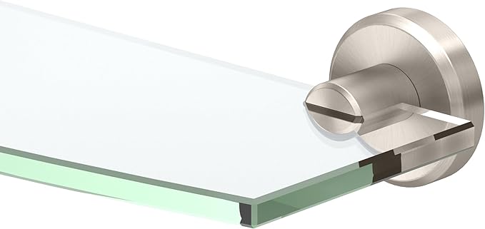 Gatco 5466 Locke Glass Shelf, Satin Nickel/Wall Mounted 20.13" X 5.38" Tempered/Floating Rectangle Glass Shelf for Bathroom